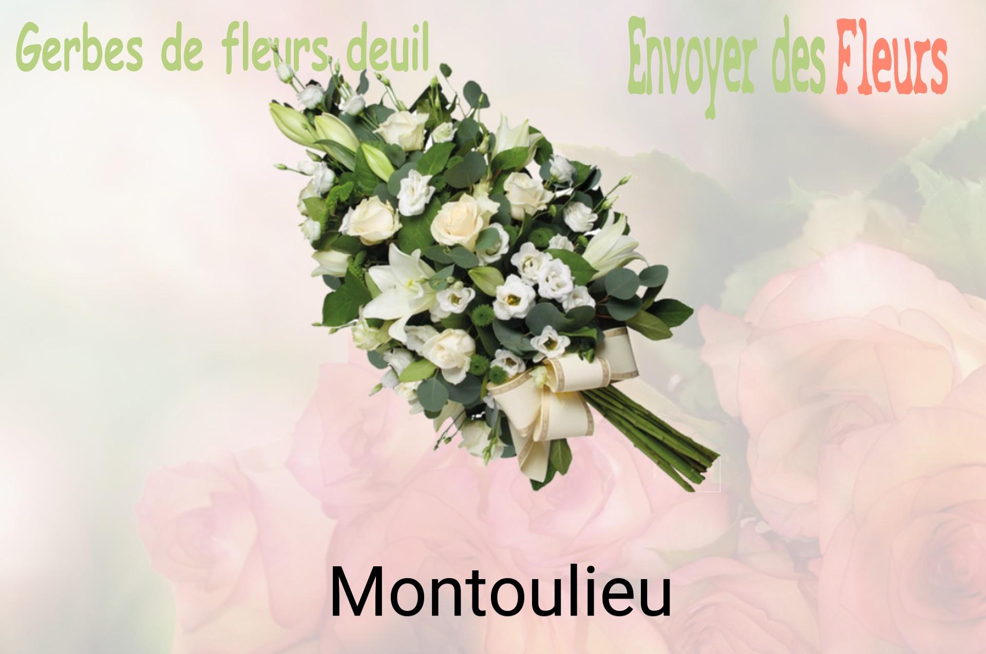 Gerbe de fleurs de deuil livrée à Montoulieu